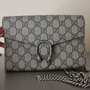 Gucci Chain Wallet Dionysus Beige Gg Supreme Canva